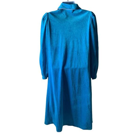 CJS Vintage House Dress Sleepwear Womens L Half Zip Balloon Sleeves Drawstring - Picture 4 of 10